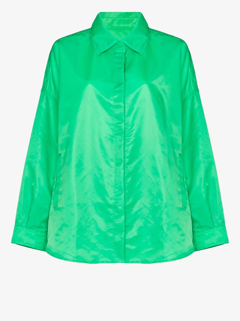 Green Perla Oversized Shirt Jacket