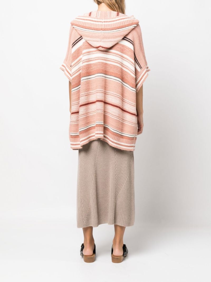 Pink Striped Knitted Poncho