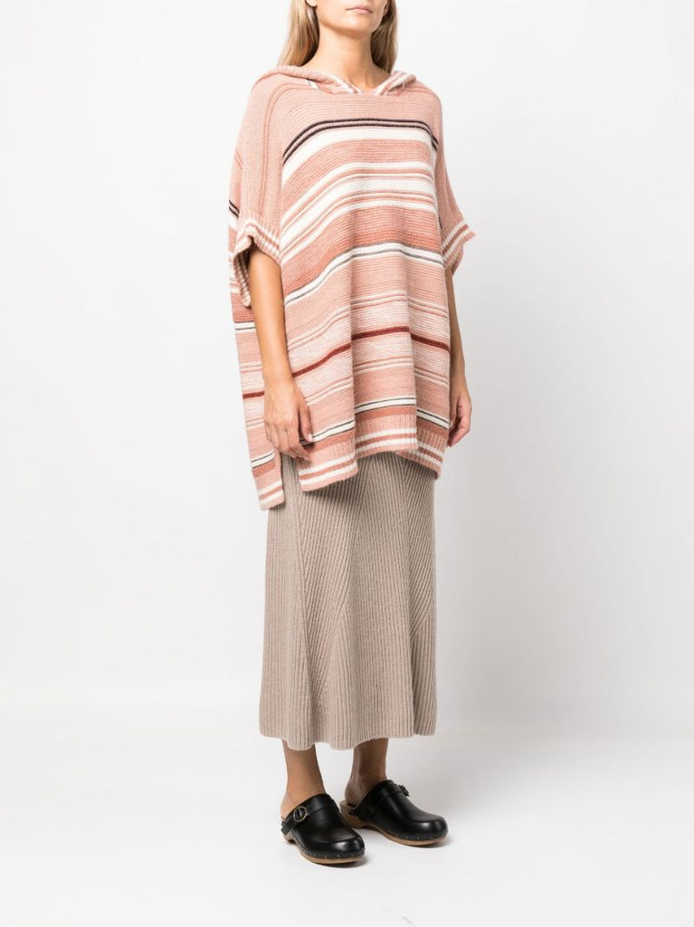 Pink Striped Knitted Poncho