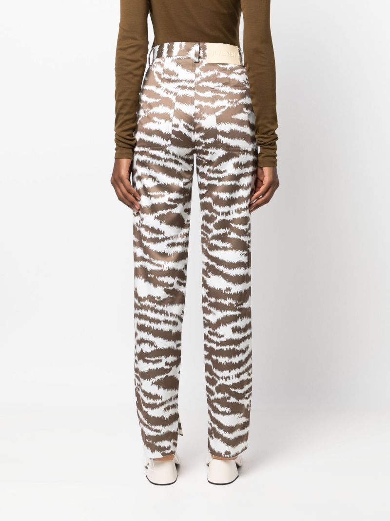 Brown Tiger Print Straight-leg Trousers