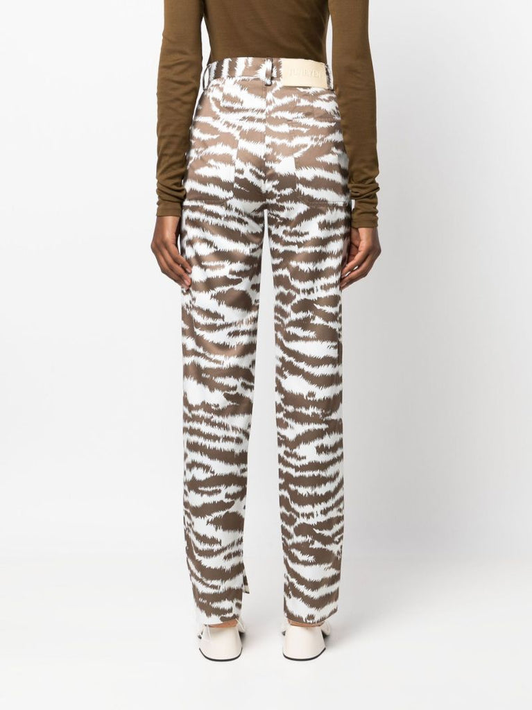 Brown Tiger Print Straight-leg Trousers