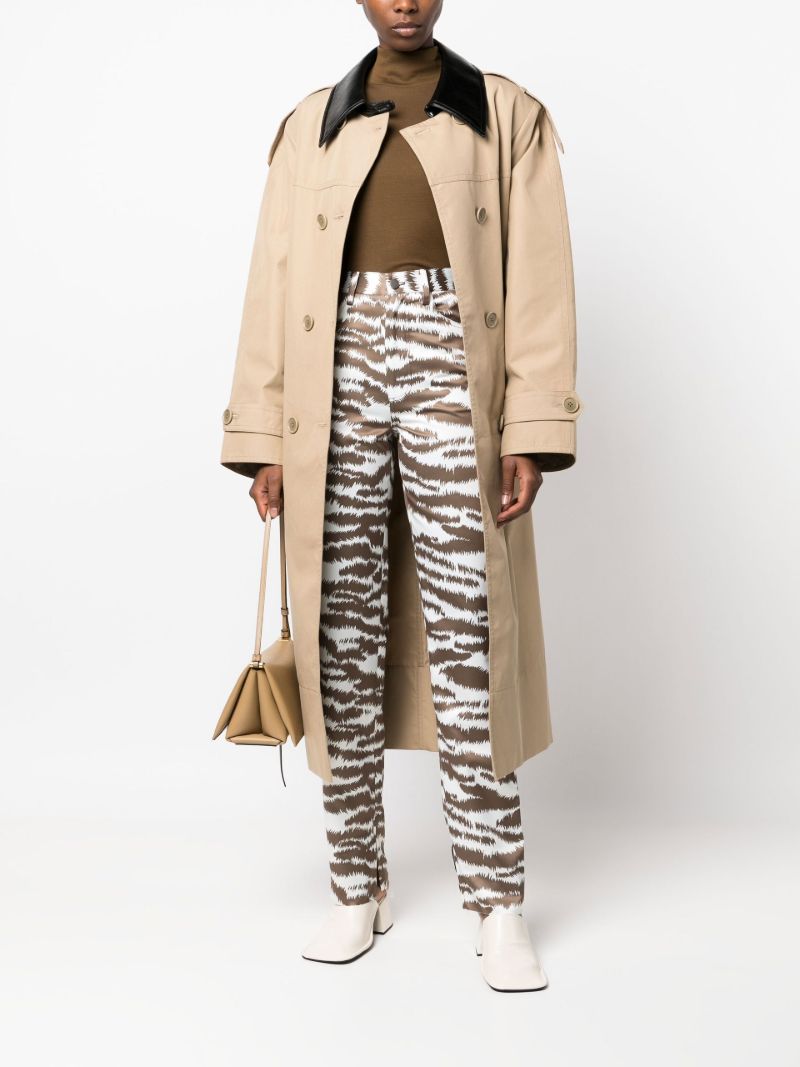 Brown Tiger Print Straight-leg Trousers