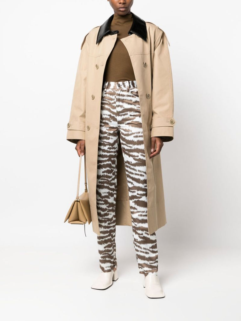 Brown Tiger Print Straight-leg Trousers