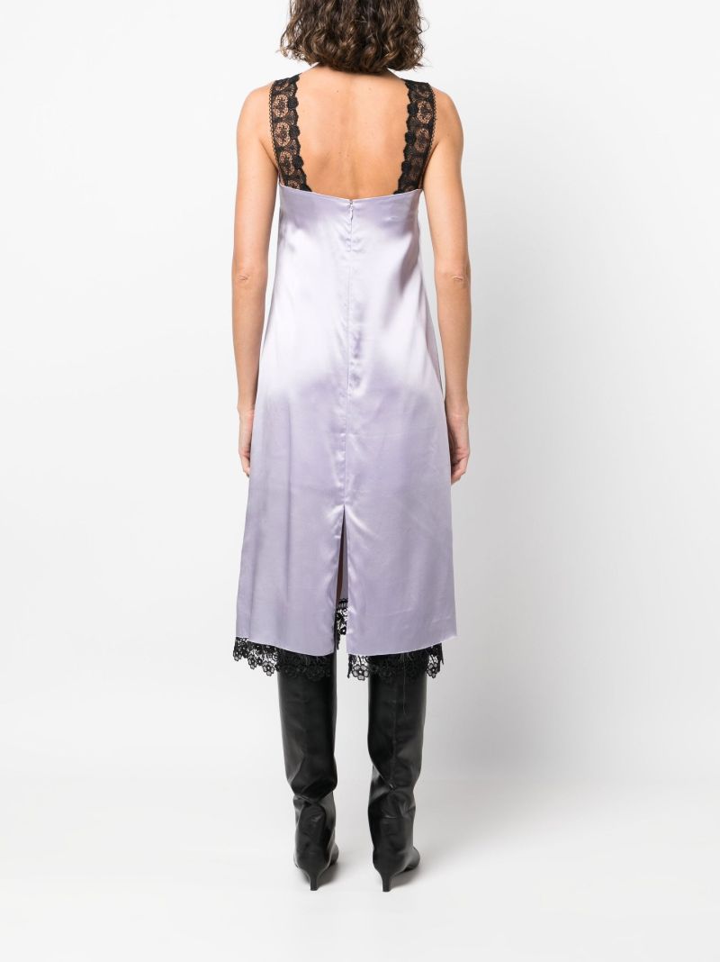 Purple Lace Trim Slip Dress