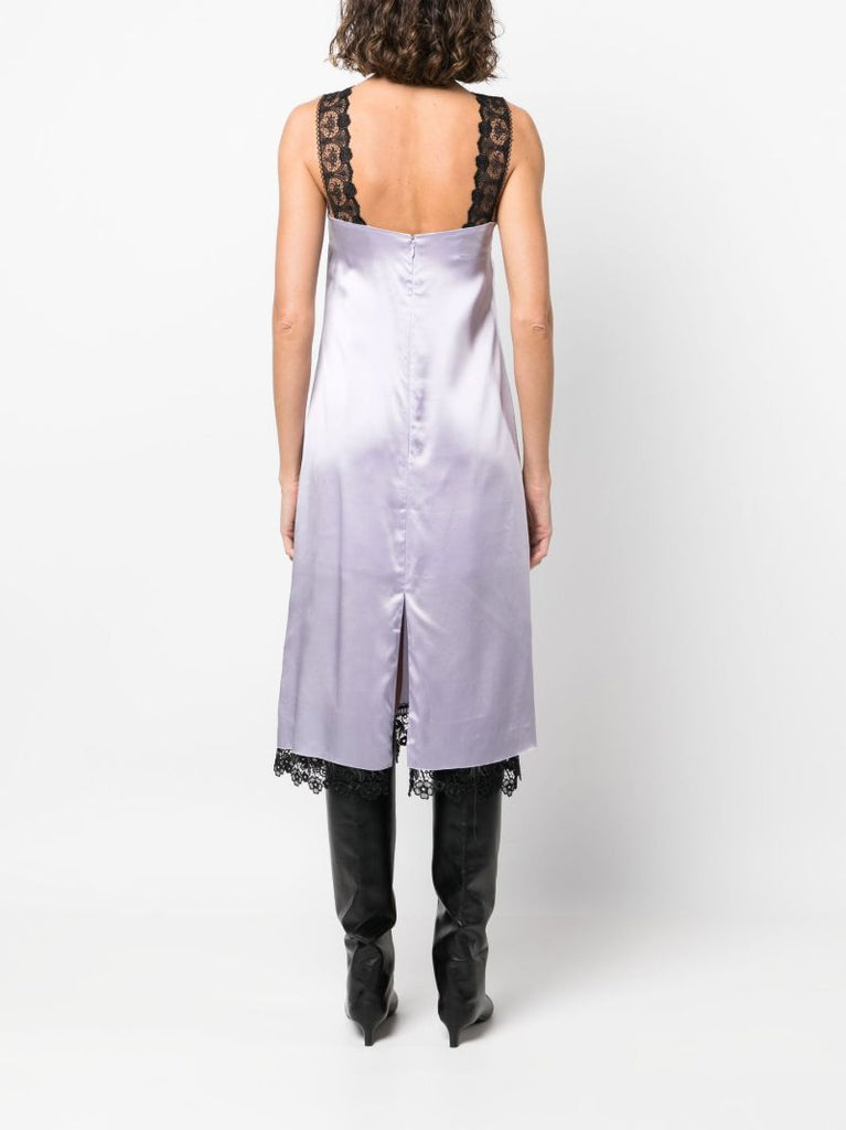 Purple Lace Trim Slip Dress