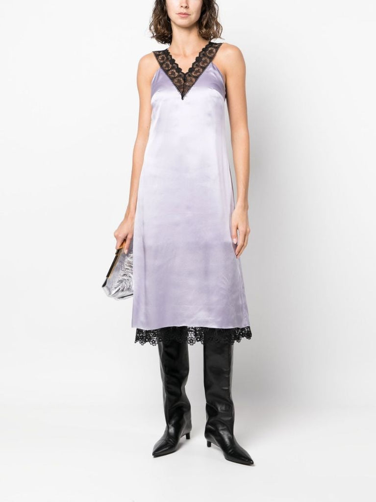 Purple Lace Trim Slip Dress