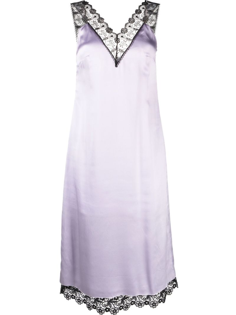 Purple Lace Trim Slip Dress