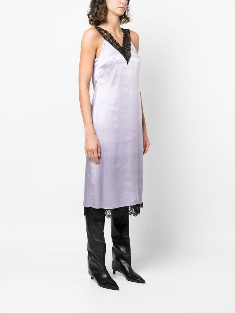 Purple Lace Trim Slip Dress