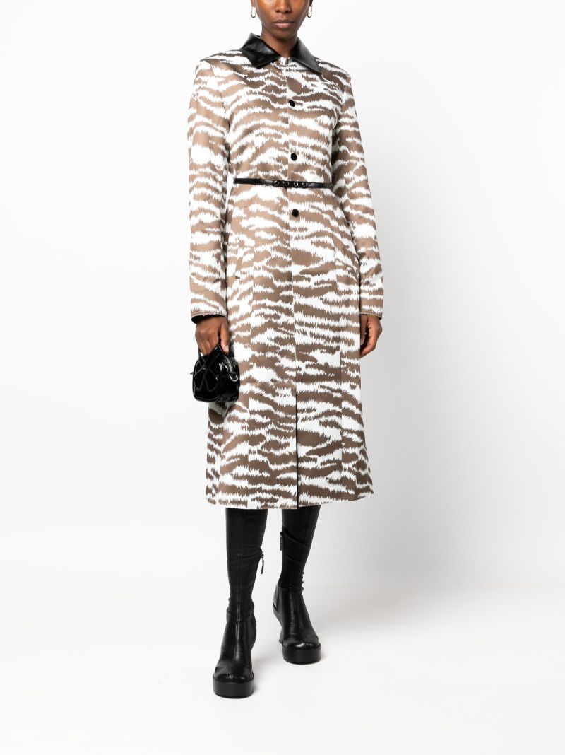 Brown Tiger Print Trench Coat