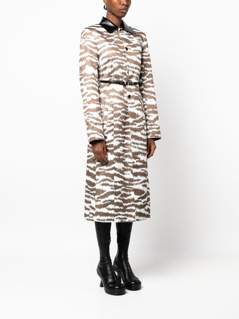 Brown Tiger Print Trench Coat