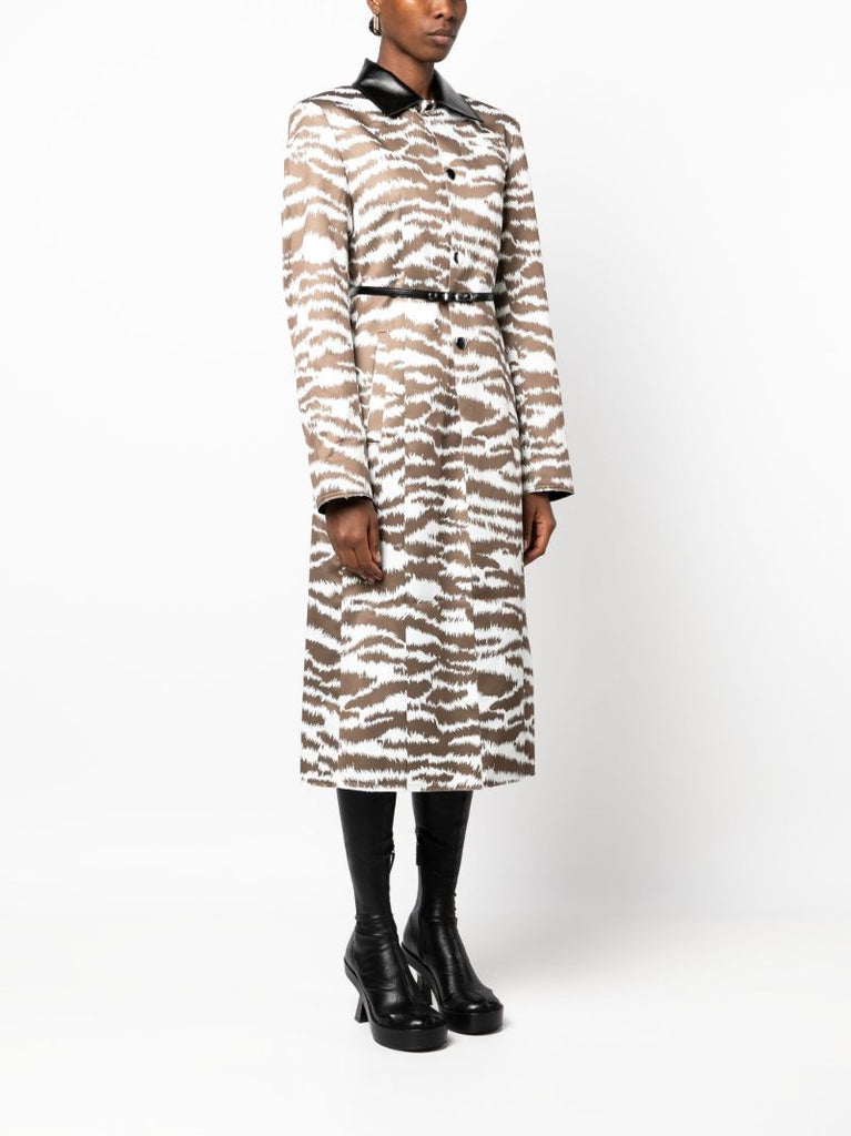 Brown Tiger Print Trench Coat