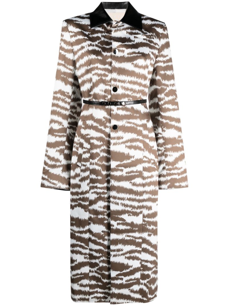 Brown Tiger Print Trench Coat