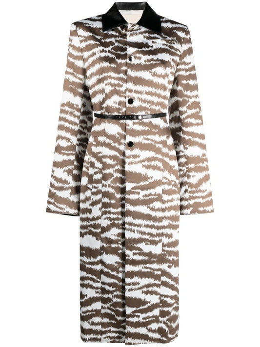 Brown Tiger Print Trench Coat
