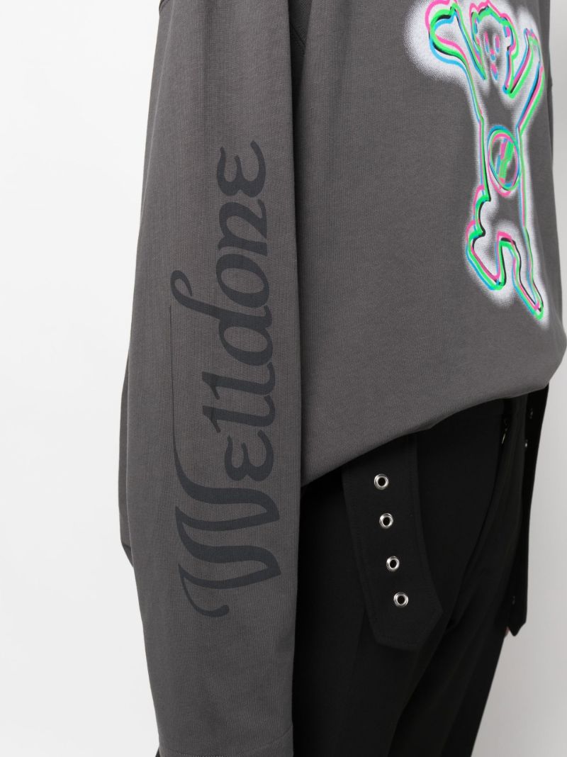 Grey Colourful Teddy Print Long Sleeve Cotton T-shirt