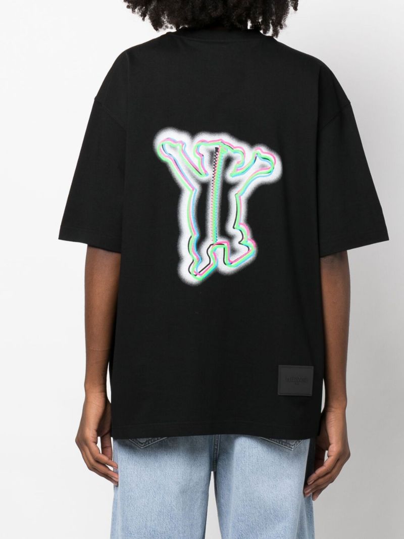 Black Colourful Teddy Print Cotton T-shirt