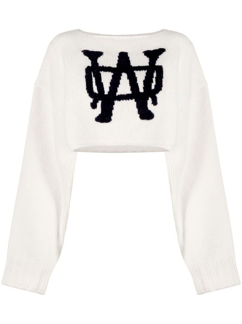 Neutral Logo Cropped Wool Sweater