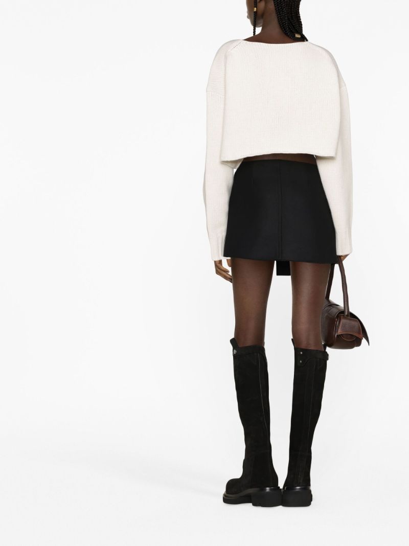 Neutral Logo Cropped Wool Sweater