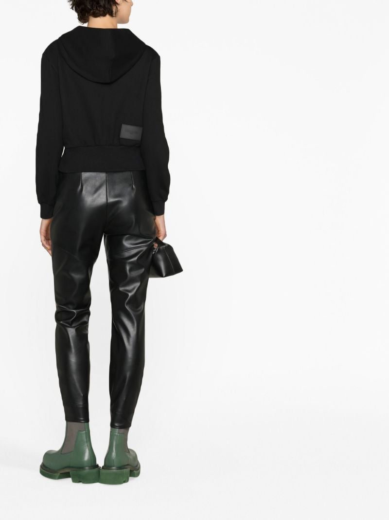 Black Logo Print Cropped Hoodie