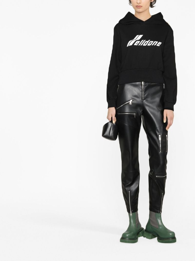 Black Logo Print Cropped Hoodie