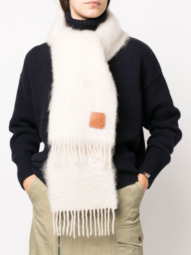 White Anagram Logo Wool Scarf