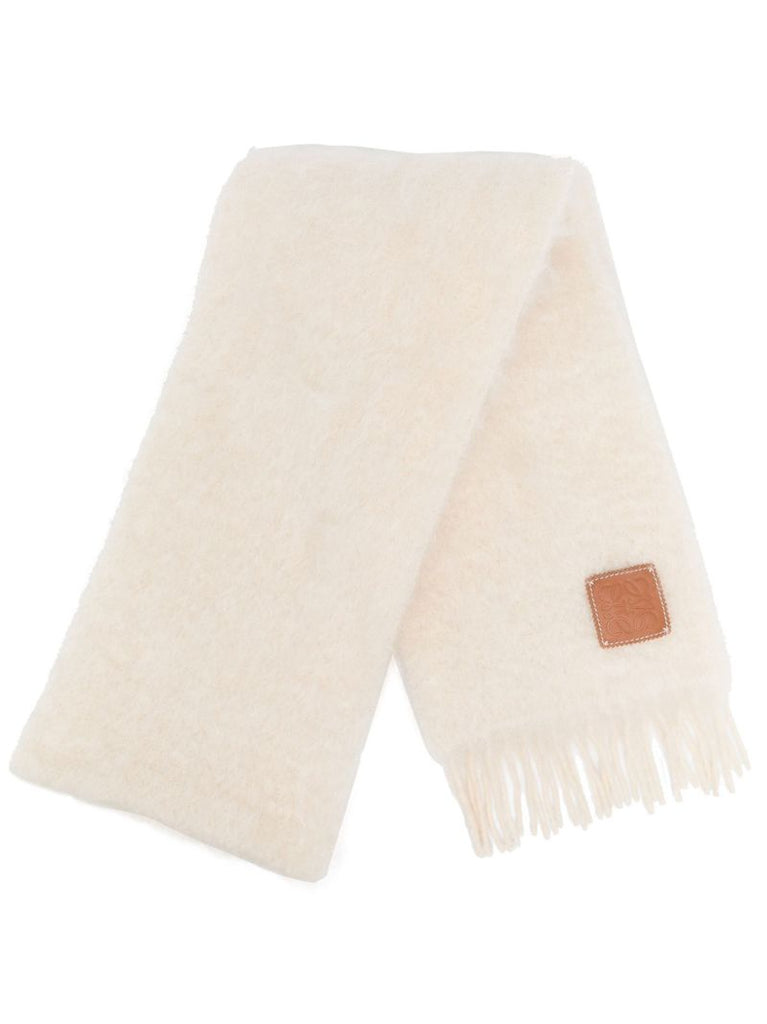 White Anagram Logo Wool Scarf