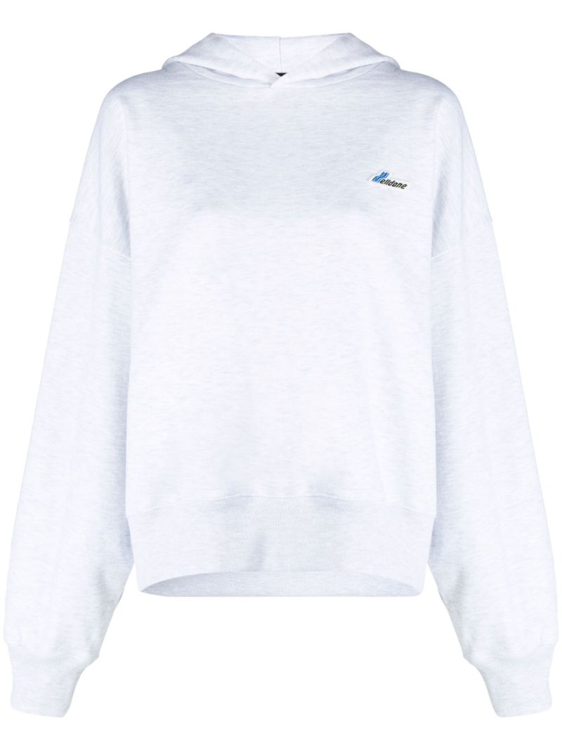 Grey Logo Cotton Hoodie
