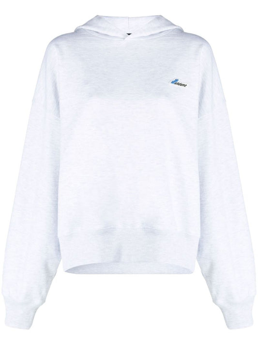Grey Logo Cotton Hoodie