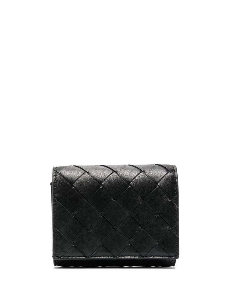 Black Intrecciato Leather Wallet