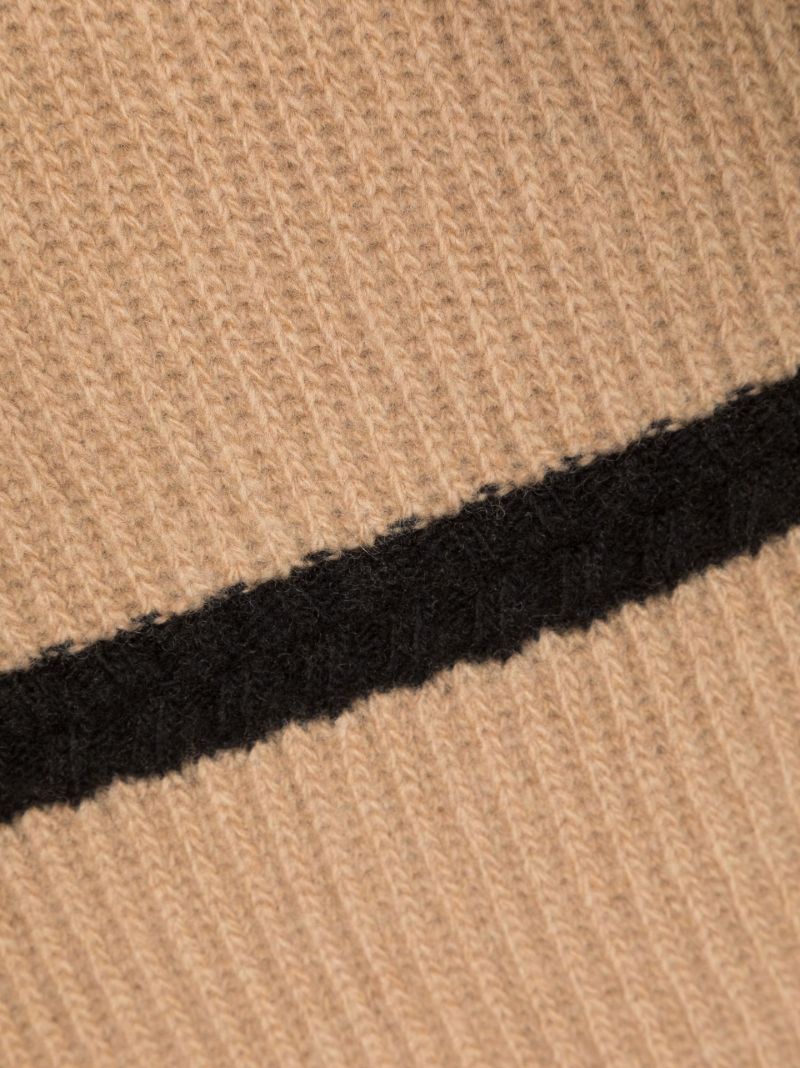 Brown Striped Ribbed Scarf