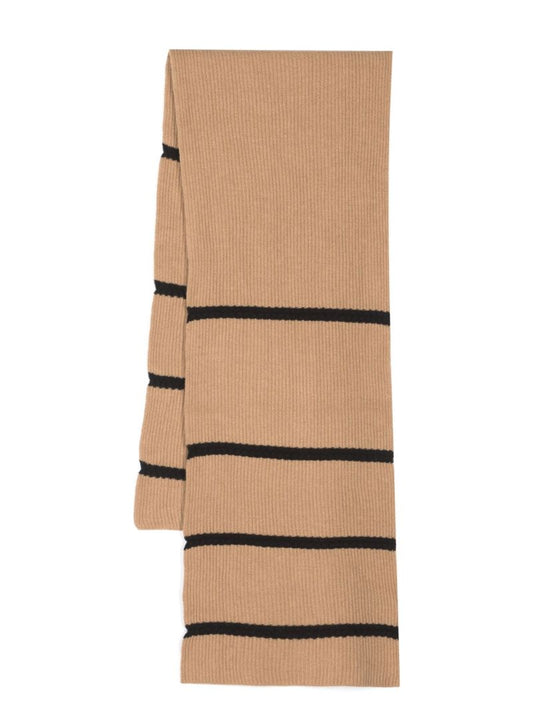 Brown Striped Ribbed Scarf