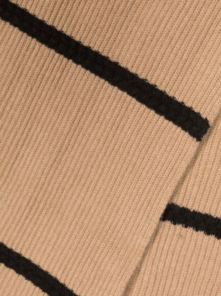Brown Striped Ribbed Scarf