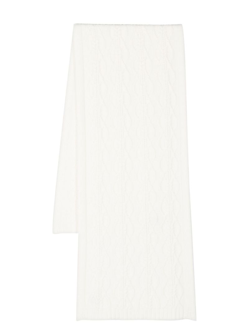 White Cable-knit Cashmere Scarf