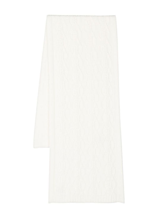 White Cable-knit Cashmere Scarf
