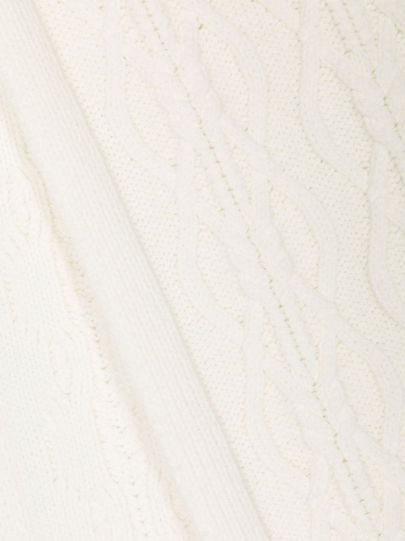 White Cable-knit Cashmere Scarf
