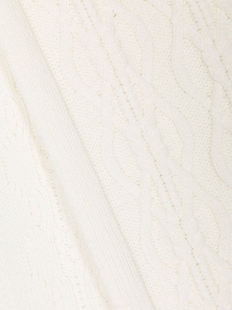 White Cable-knit Cashmere Scarf