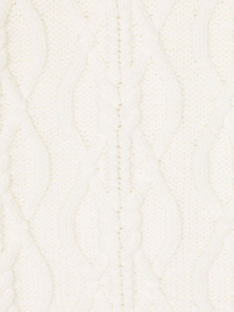 White Cable-knit Cashmere Scarf