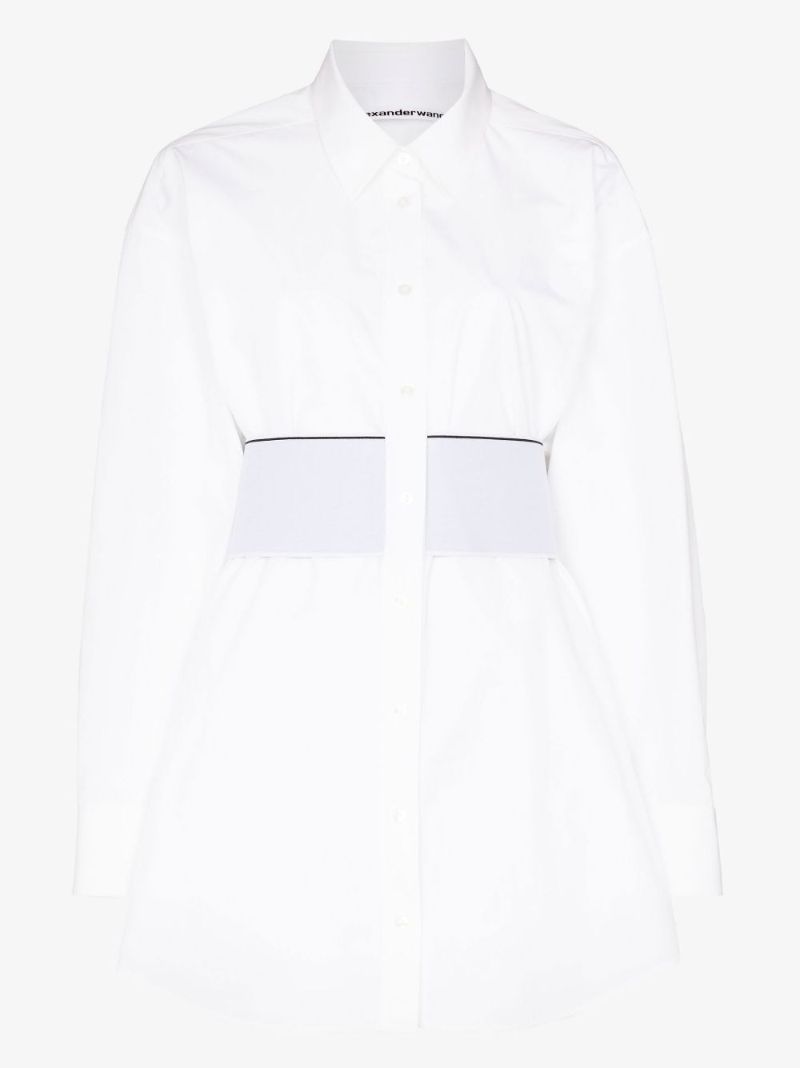 White Mini Cotton Shirt Dress