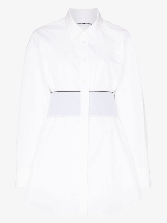 White Mini Cotton Shirt Dress