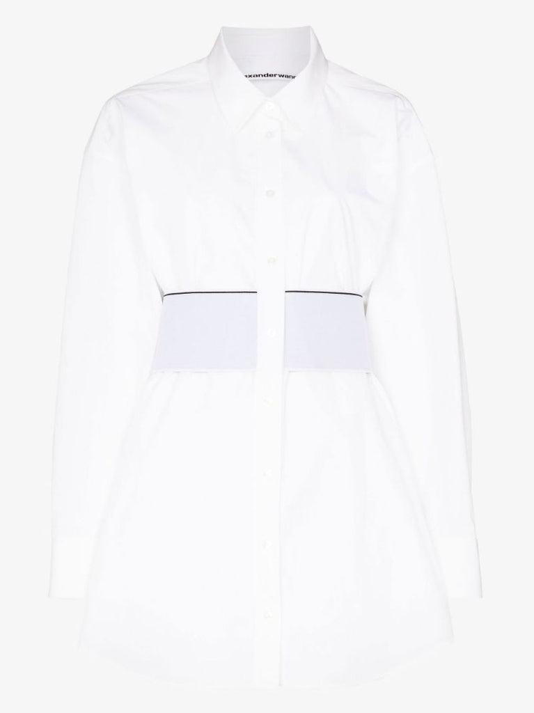 White Mini Cotton Shirt Dress