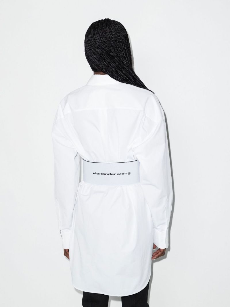 White Mini Cotton Shirt Dress