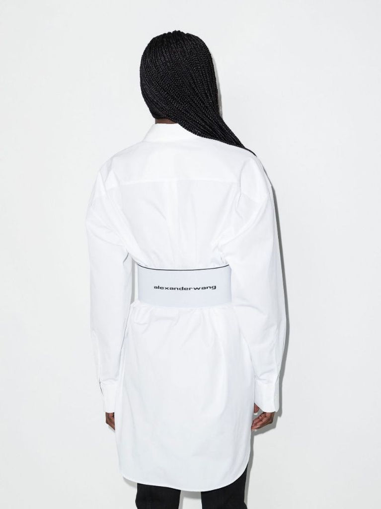 White Mini Cotton Shirt Dress