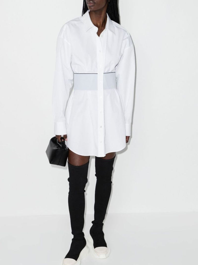 White Mini Cotton Shirt Dress