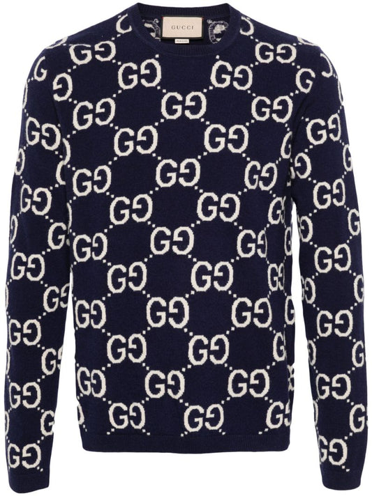 Blue Gg Wool Sweater