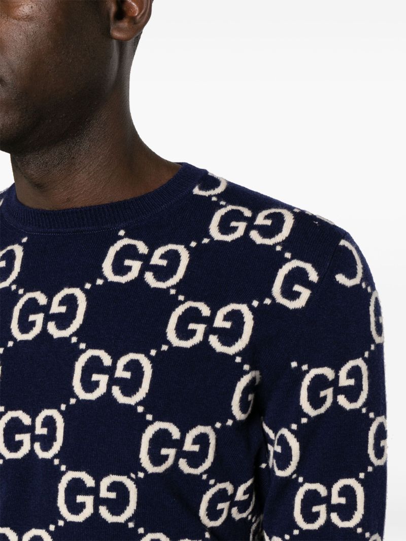 Blue Gg Wool Sweater