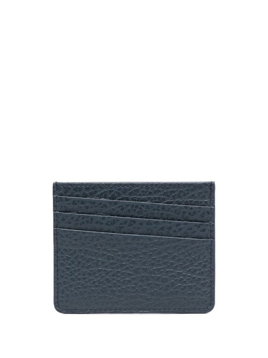 Navy Four-stitch Leather Cardholder
