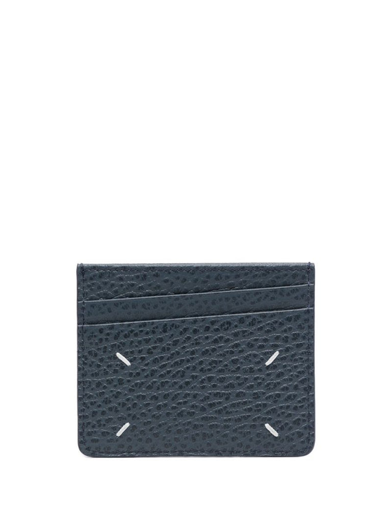 Navy Four-stitch Leather Cardholder