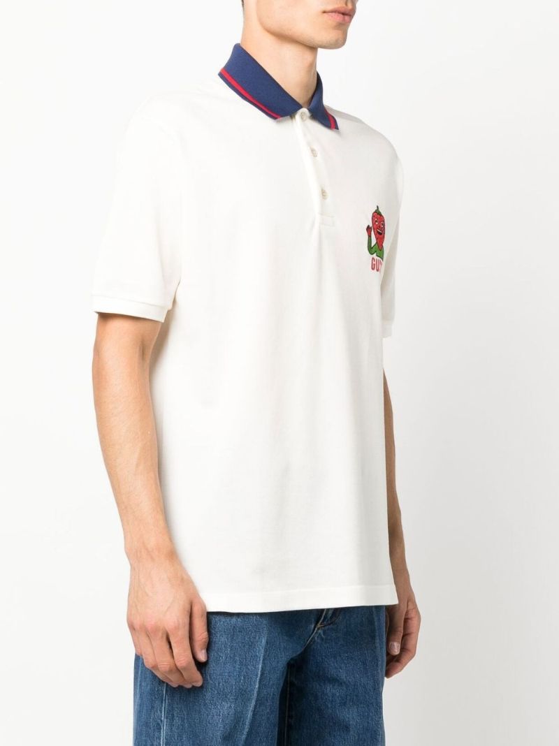 Neutral Strawberry Patch Cotton Polo Shirt