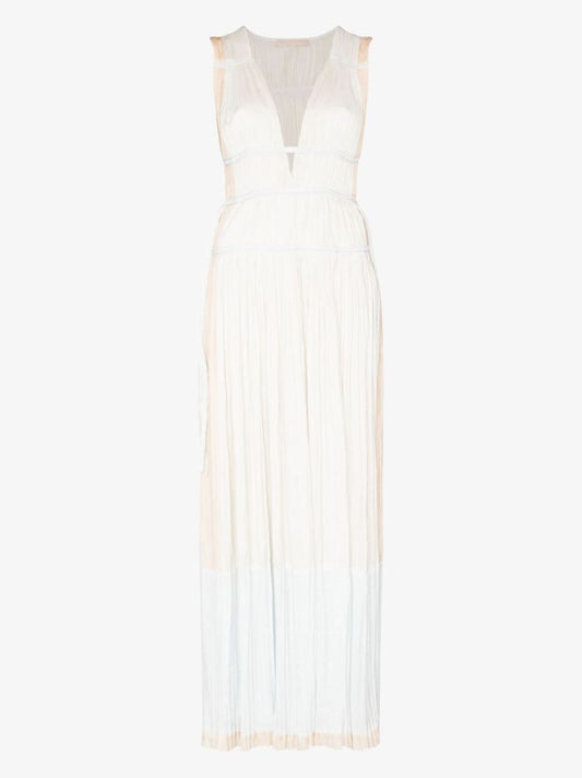 White Valeria Pleated Maxi Dress