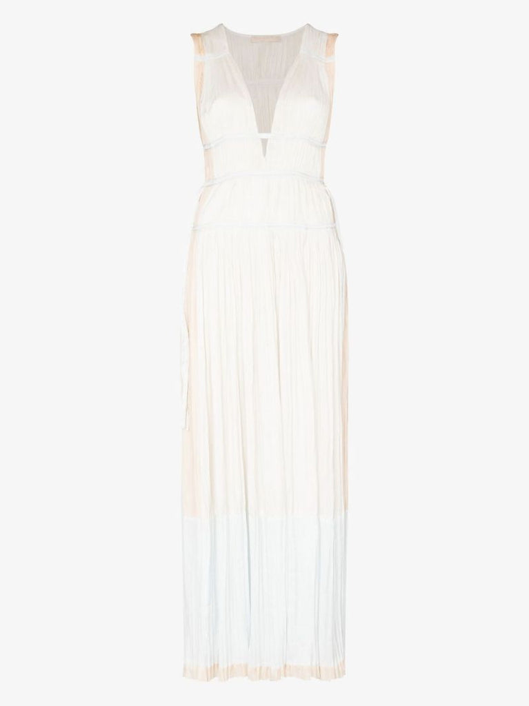 White Valeria Pleated Maxi Dress