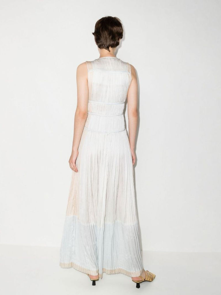 White Valeria Pleated Maxi Dress